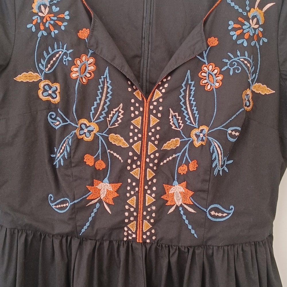 Very Classy EShakti, Black Embroidered Dress, Size Small